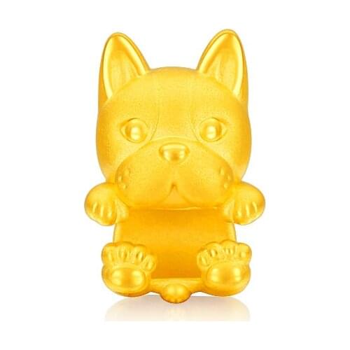 Pure 24K Yellow gold Dog Pendant With String Bracelet