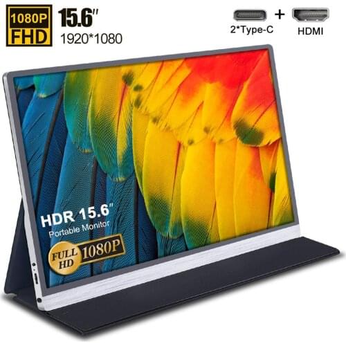Ultra thin 15.6 portable monitor1080 IPS HDR screen USB Type C HDMI display for PC laptop Ps4 Switch Xbox gaming monitor 4k