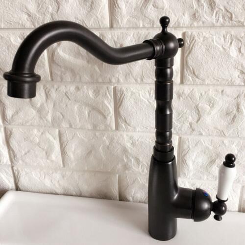 Swivel Spout Water Tap Oil Rubbed Black Bronze Single Handle Single Hole Kitchen Sink & Bathroom Faucet Basin Mixer Tap anf370