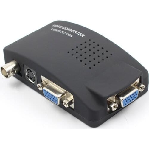VGA S-video BNC to VGA converter switch splitter with power supply for CCTV cameras