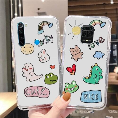 Super Cute Cartoon Animal Transparent Soft Case for Mi10 Mi9T MiA2 MiA3 Mi11 Pro Ultra Redmi Note 6 7 8 8T 9 9S 9ProMax Cover