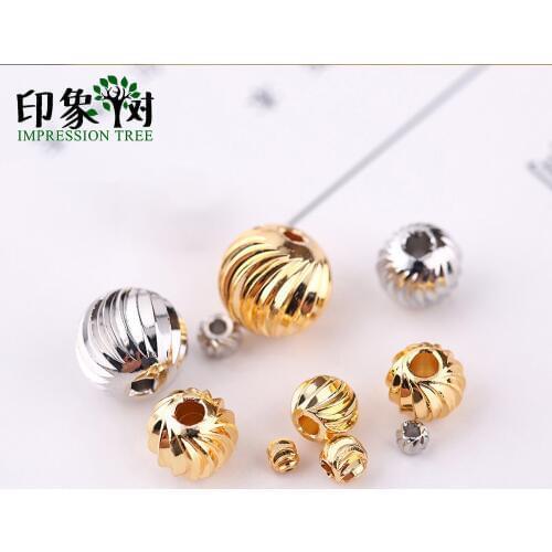 Various Specifications Gold/Silver Spiral Pattern Copper Beads Charm Accessories For DIY Jewelry Making Component Bracelet 27067