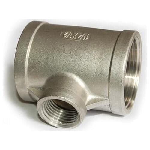 Free shipping 1-1/4" -3/4"-1-1/4" Female Tee Threaded Reducer Pipe Fittings F/F/F Stainless Steel SS304