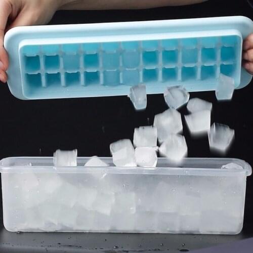 Silicone Ice Cube Maker Ice Tray Candy Cake Pudding Chocolate Molds Easy-Release Square Shape Ice Cube Trays Molds With Shovel
