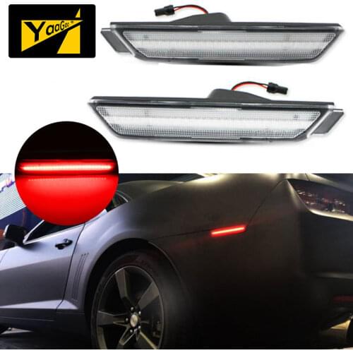 YaaGoo For Chevy Camaro 2010-2015 Red Clear Lens Rear Side Marker LED Light Lamps