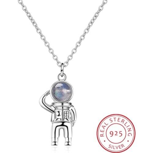 Planet Astronaut Birthday Gift Wild 925 Sterling Silver Clavicle Chain Literary Temperament Personality Female Necklace