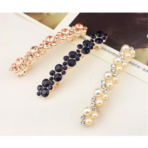 1PC New Hot Sale Women Korean Crystal Pearl Barrettes Popular Elegant Hair Clip Hair Accessories