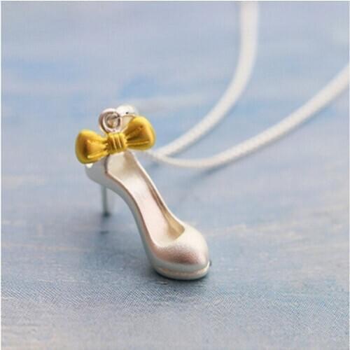 Daisies 925 Sterling Silver Necklace High Heels Silver Necklace For Women Wedding Pendant Necklaces