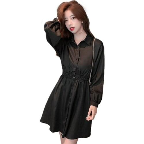 2021 Autumn Women Dress Long Sleeve Vintage Ladies Vestidos Button Elegant Robe Oversized Simple Shirt Dresses Clothes KE237