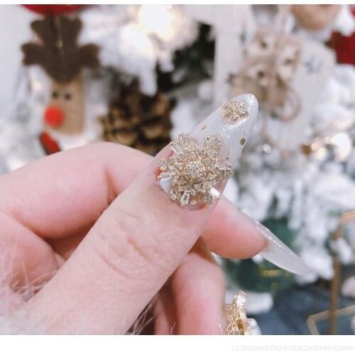 1Pc Spinning Nail Charms Silver Gold Snowflake Spinning Nails Crystal Zircon Rhinestones Rotating 3D Nail Art Charms Jewelry