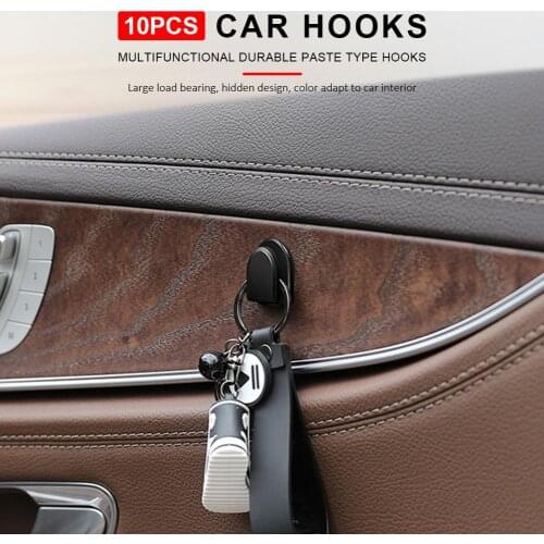 10 PCS Car Hooks Multifunctional Durable Paste Type Hooks Car Household Instrument Hangers Car Mounted Hooks Stickers