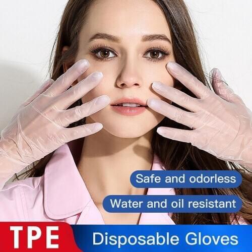 100PCS Disposable Protection thickening TPE Gloves Anti-static Plastic Gloves For Food Cleaning Cooking Restaurant Kitchen