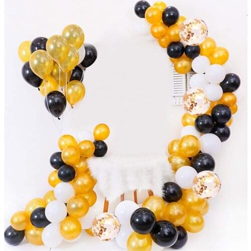 107pcs/lot White Gold Black Balloon Latex Helium Balloons Wedding Party Decorations Inflatable Air Balls Birthday Party Supplies