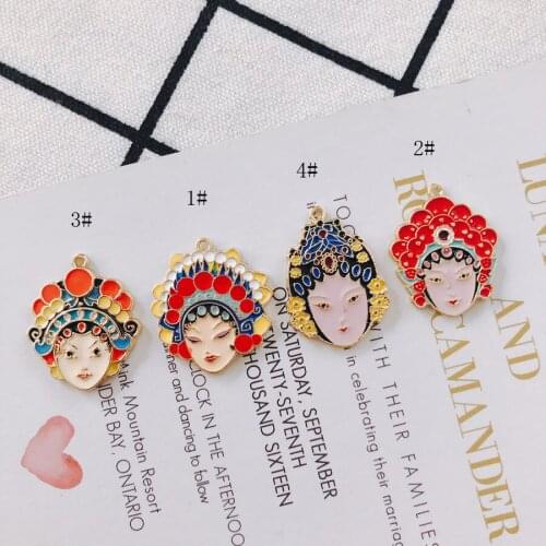 DIY New Personality Dripping Drama Peking Opera Facebook Earrings Ethnic Style Earrings Accessories Material 2pcs