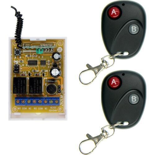 2 IN 1 DC 12V 24V 10A 2CH 2 CH RF Wireless Remote Control Switch System Transmitter + Receiver 315/433 MHz
