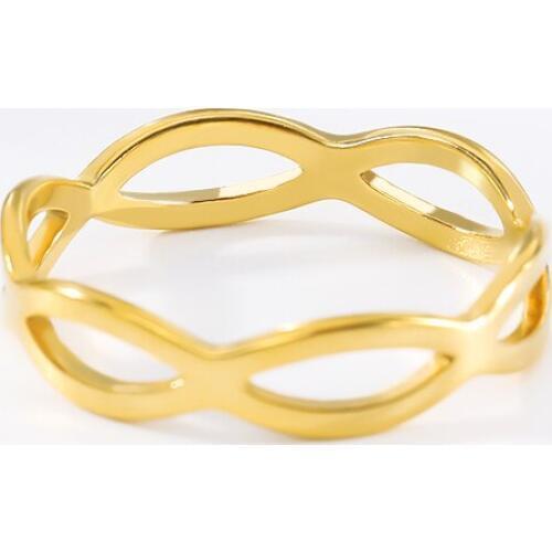 2020 New Irregular Flower Romantic Gold Color Stainless Steel Rings For Womens Girl Marry Anniversary Party Best Friend Gift