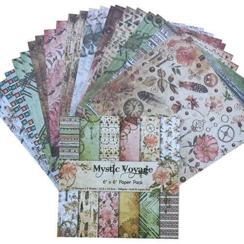 24PCS/set Paper Craft DIY Album Scrapbooking Paper Account Card Making Background Paper 6 Inch Single sided Pattern Paper