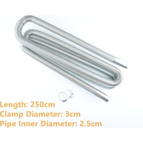 250cm Air Diesel Parking Heater Stainless Steel Exhaust Pipe Tube Gas Vent Hose For Car Heater Silver