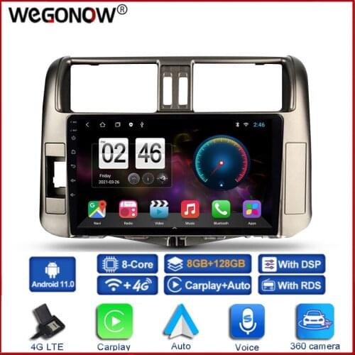 360 Camera CanBus 6G+128G Android 10.0 Car DVD Player GPS WIFI Bluetooth RDS Radio For Toyota Land Cruiser Prado 150 2009 - 2013
