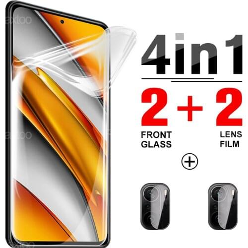 4 IN 1 Hydrogel Front Film For Xiaomi Poco F3 PocoF3 Screen Protector On Xiaome Pocophone F f 3 Camera Lens Glas Protective Film