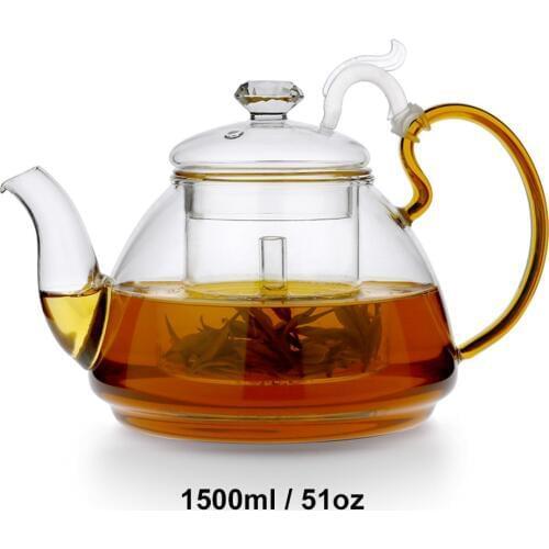 51 ounce / 1500ml Regimen Steamer Kettle Heatable Borosilicate Glass Tea Pots Health Red Herbal Flower Tea Kettle