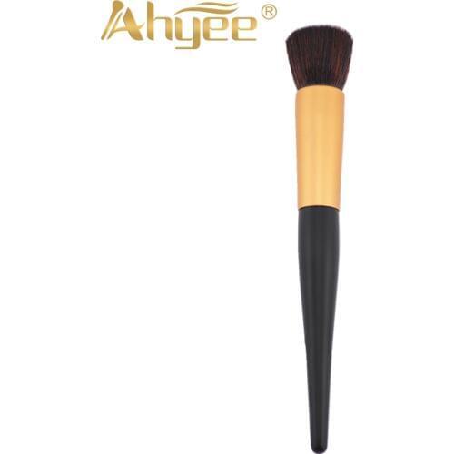 Ahyee Professional Rose Golden Flat Top Foundation Stipple Brush Synthetic Bristles Beauty Cosmetic Applicator Makeup Tool