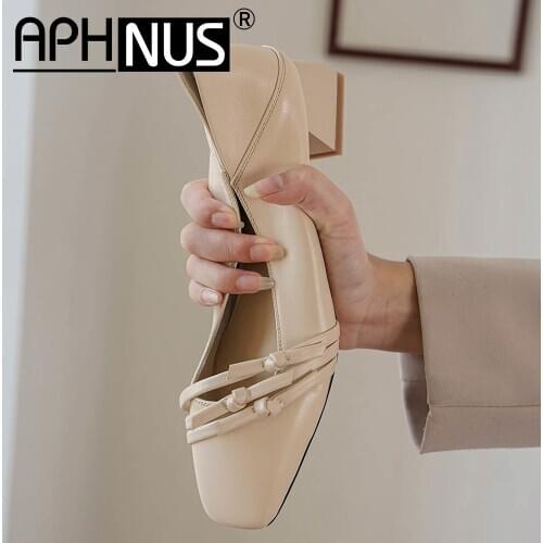 APHNUS Womens Office Work Low Mid Heels Pumps Woman 2020 Shoes For Women New