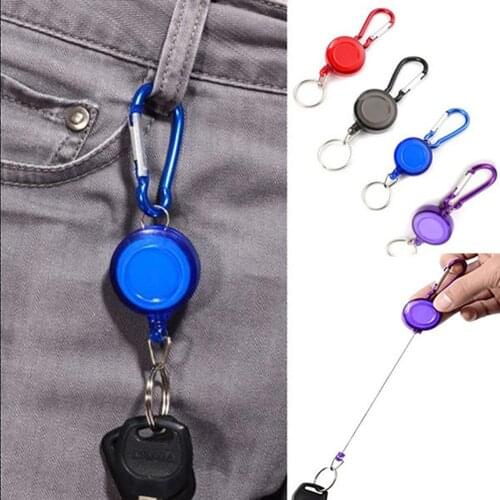Key Ring Keyring Steel Cord black Wire Rope Car Keyring Badge Reel Retractable Recoil Anti Lost Ski Pass ID Card Holder