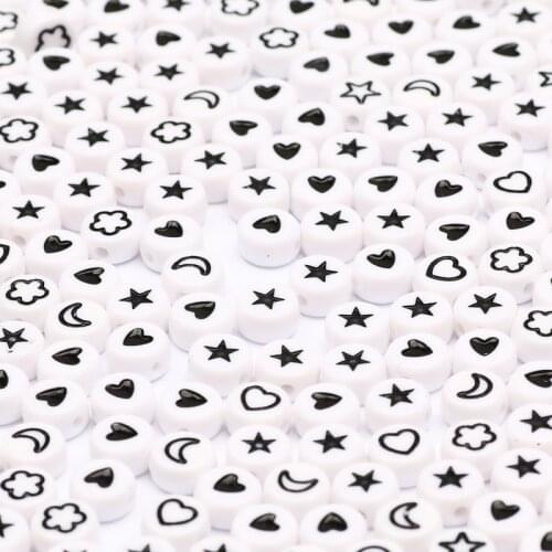 7mm White Mixed Flower Moon Star Heart Acrylic Spacer Beads For Jewelry Making Diy Handmade Charms Bracelet Necklace Accessories