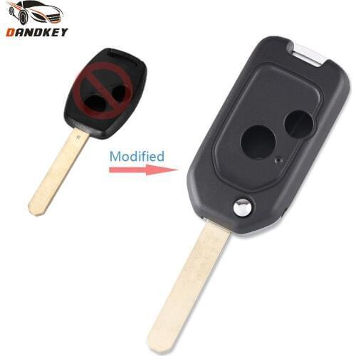 Dandkey 2 Buttons Modified Flip Folding Remote Key Shell Case For Honda Accord CRV Odyssey Key Case Cover