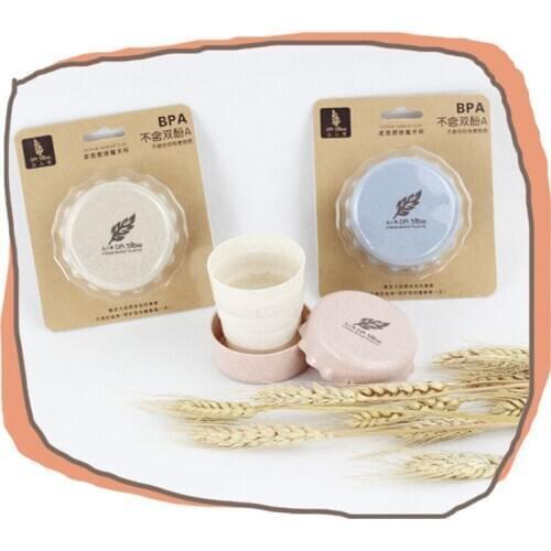 130ML Wheat Straw Travel Telescopic Cup Portable Water Cup Travel Student Cup Compressed Cup Creative Home Folding Cup Drinkware
