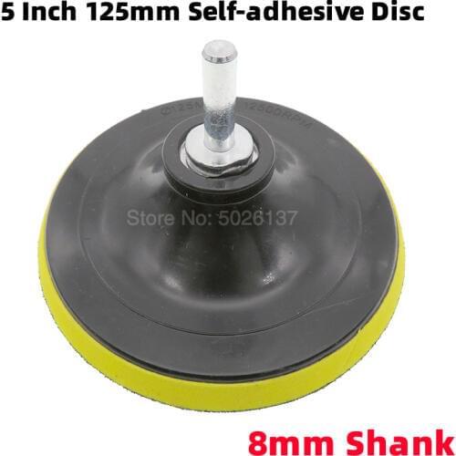 1Pcs 5-INCH 125MM 8MM Shank Electric Grinding Disc Tray Sprocket Wheel Polishing Disk Sticky Adhesive Sandpaper Chuck Grinder