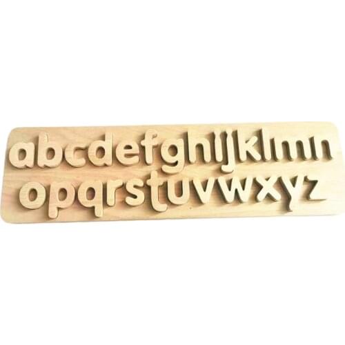 Natural Wooden Alphabet Puzzle Letters ABC Puzzle Board Toddlers Kids Math Early Educational Toys Matching Letter Family Game