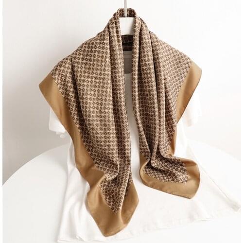 Summer Beach Square Scarf Shawl Wrap Women Twill Scarves Hijab Print 90*90cm Soft Headband Kerchief Bandana Foulard for Ladies