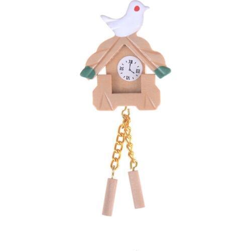Small Wall Clock 1:12 Dolls House Furniture Bird Clock Dollhouse Mini Simulation Bird Wood Clock Children Room Doll House Decor