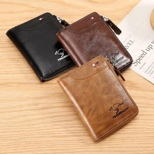Weysfor Fashion Men PU Leather short Wallet With Zipper Coin Pocket Vintage Big Capacity Male Short Money Purse Card Holder New