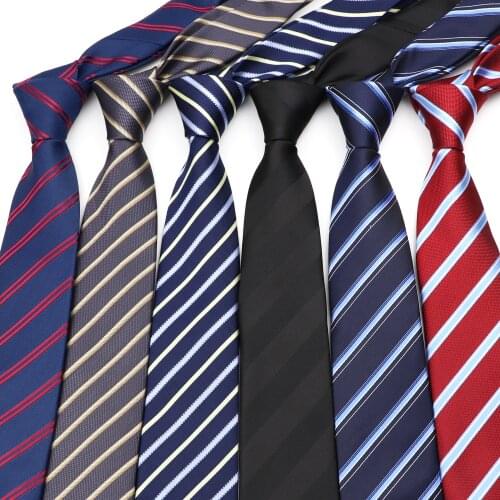 Mens Classic Striped Ties Jacquard Navy Red Black 7cm Polyester Necktie Narrow Tie Skinny Tuxedo Suit Shirt Gift Accessory Gift