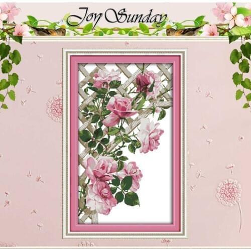 Pink Roses Flower Patterns Counted Cross Stitch 11CT 14CT Cross Stitch Set Wholesale Cross-stitch Kit Embroidery Needlework