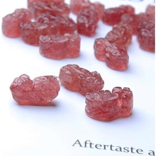 Natural beautiful strawberry crystal stone hand-carved cute pixiu Fashion for gifts
