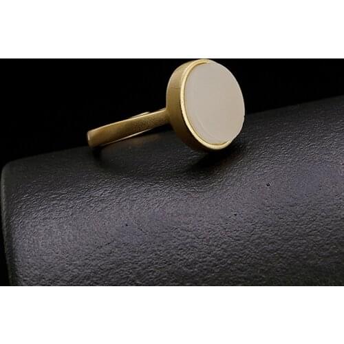 Natural open 925 sterling silver gilded inlaid hetian jade retro for women rings temperament rings sterling silver