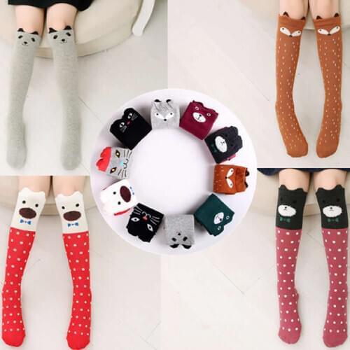Girls New Cotton Socks Three-dimensional Cartoon Bear Ear Knee-high Socks Baby Girls Knee High Leg Wear Kids Leg Warm Straight
