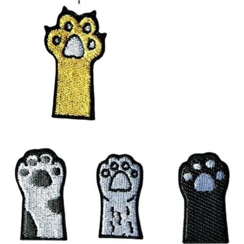 Fine Cat Claws Iron on Embroidery Patches Ironing Applications for Clothing Stickers Bags Hats Sewing Applique DIY Cute Parches