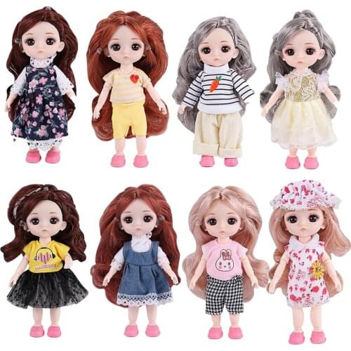 Moveable 13 Joints 1/12 BJD Doll Long Hair Make-up Baby Doll