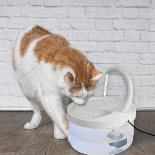 2L Pet Water Fountain Swan Neck Shaped Cat Water Dispenser USB Charging Automatic Drinking Fountain with LED Light for Cat Dog