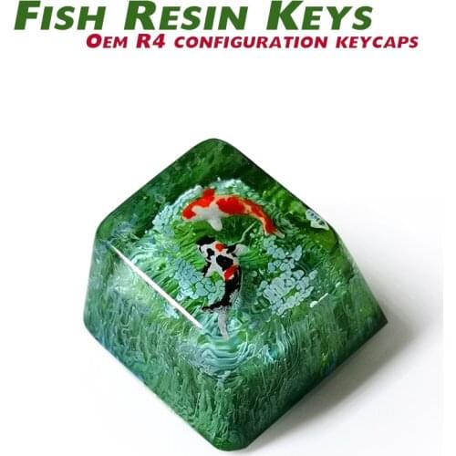 Handmade Backlight Resin Keycaps Koi Fish Design Personalized Landscape Creative For Cherry Mx Switch Mechanical Keyboard
