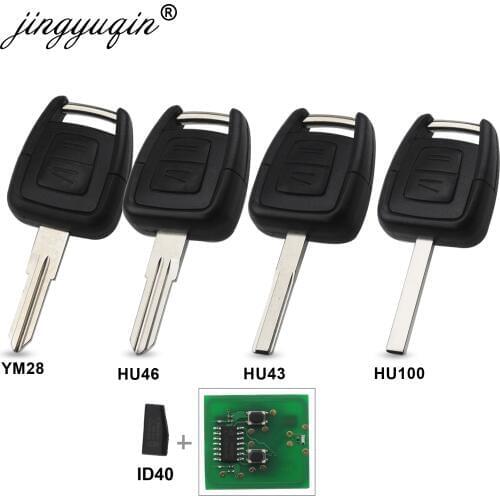 Jingyuqin 2 Buttons 433Mhz Fob Remote Key For Opel Vauxhall Vectra Zafira OP1 24424723 With ID40 Chip HU43 HU100 YM28 HU46 Blade