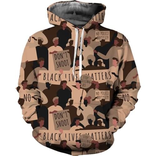 REAL American SIZE Custom High Quality BLM - Don't Shoot! Stop the Violence! Sublimation Printing Plus Size Hoodies