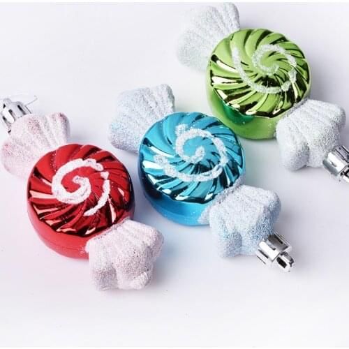 Christmas decorations, scene layout, gifts, ornaments, pendants, DIY pendants, 9CM colored plastic candy props