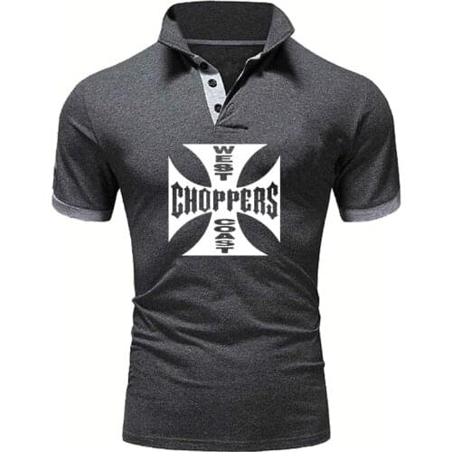 Casual Mens short sleeve West Coast choppers printing short sleeve Solid color high quality Summer Pure cotton Mens POLO shirt