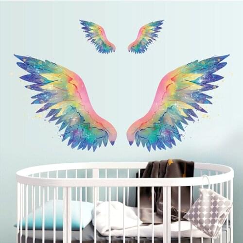 Wing Removable Wall Sticker Nursery Room Decoration Baby Bedroom Decor diy House Adhesive Wallpaper Feather Poster For Furniture